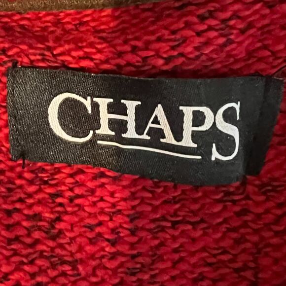 Chaps Mens Sweater Size XXL Red Long Sleeve Heavy Relaxed Fit Zip Pullover NEW - Picture 2 of 11